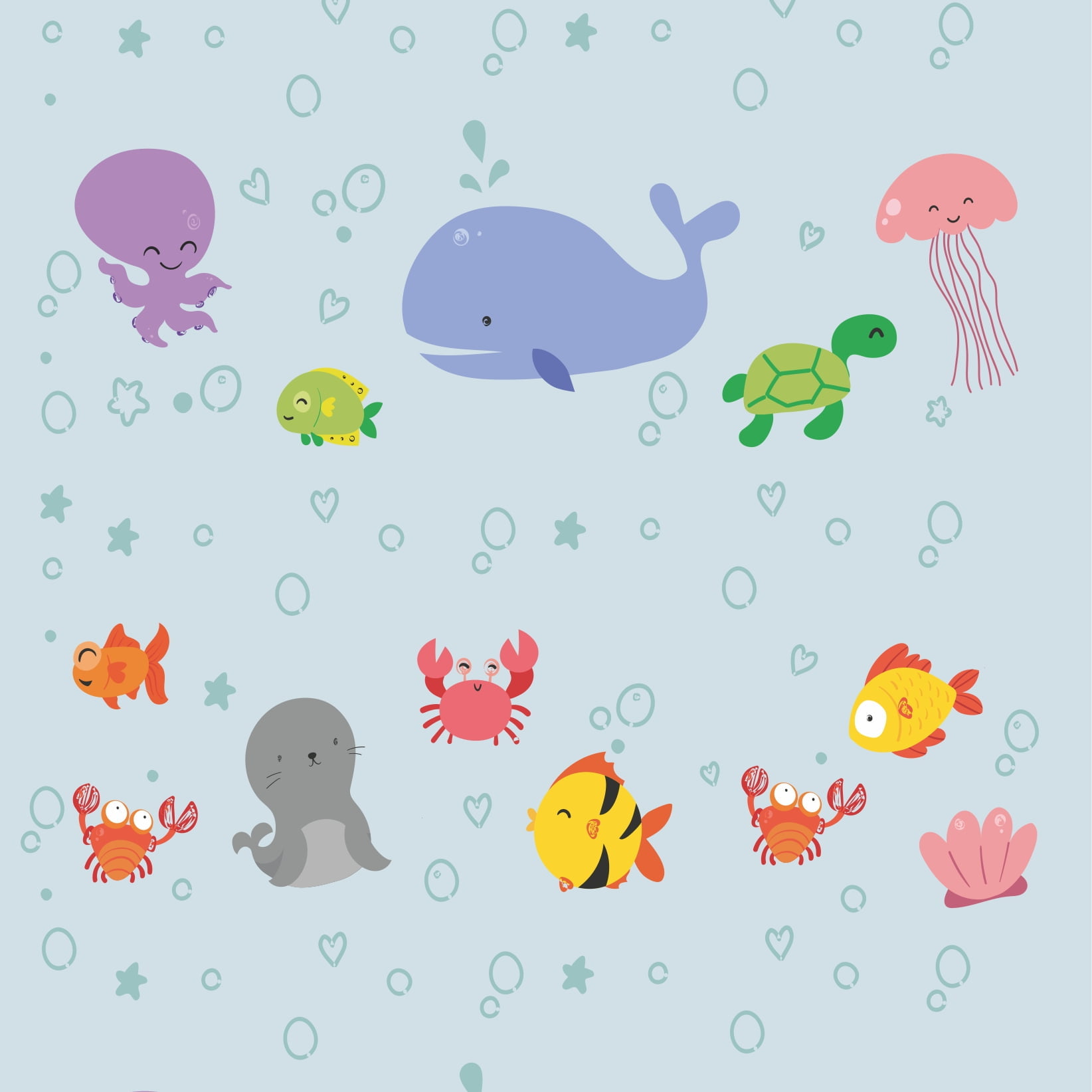 Papel de parede infantil fundo do mar quarto de bebê